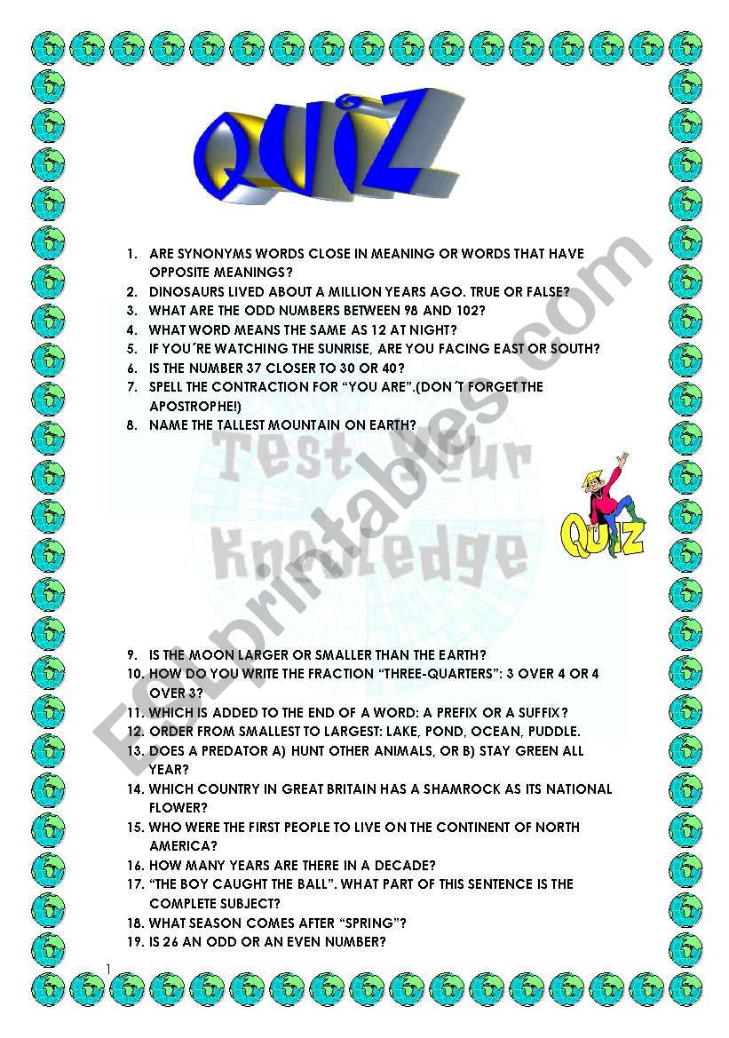 General Quiz worksheet