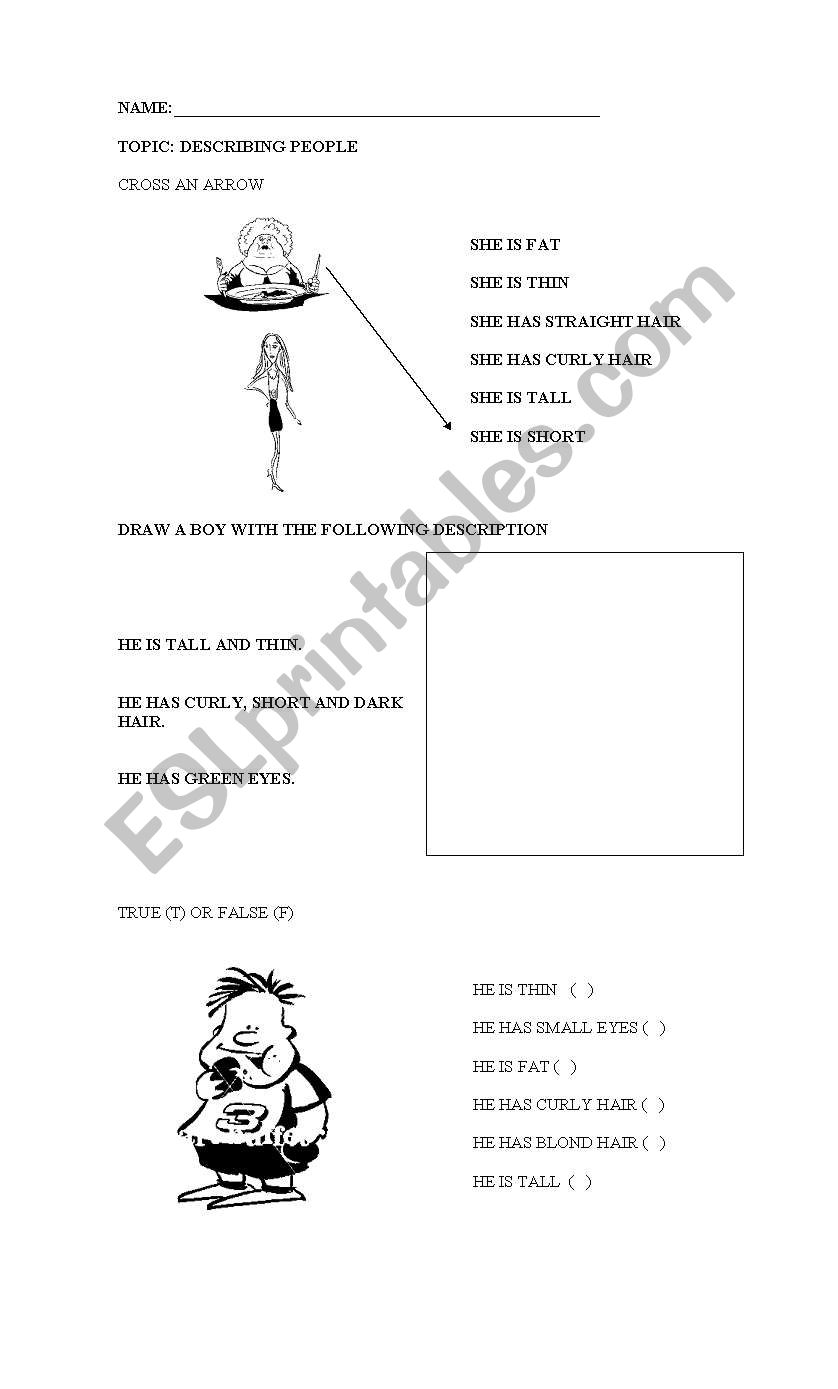 DESCRIBING PEOPLE worksheet