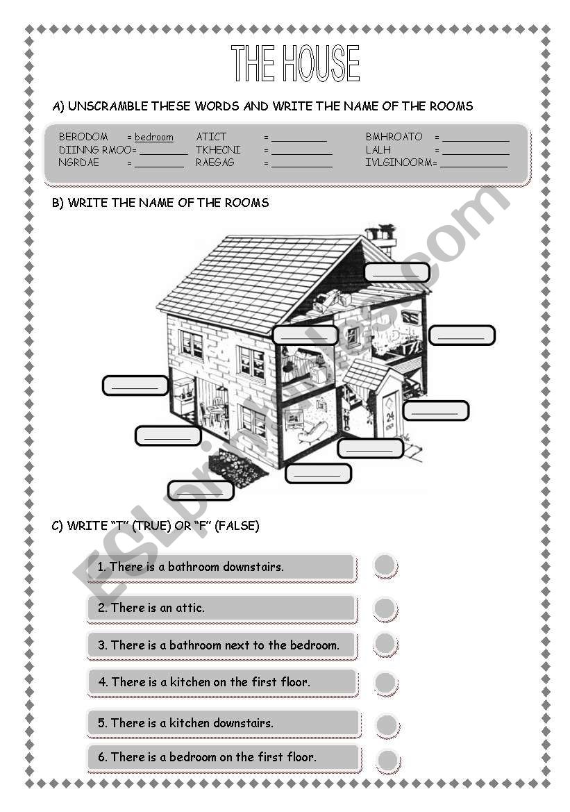THE HOUSE + THERE + BE worksheet