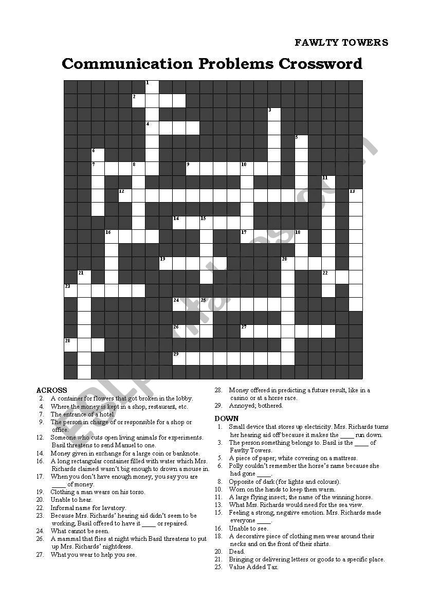 Fawlty Towers - Comm. Problems Crossword