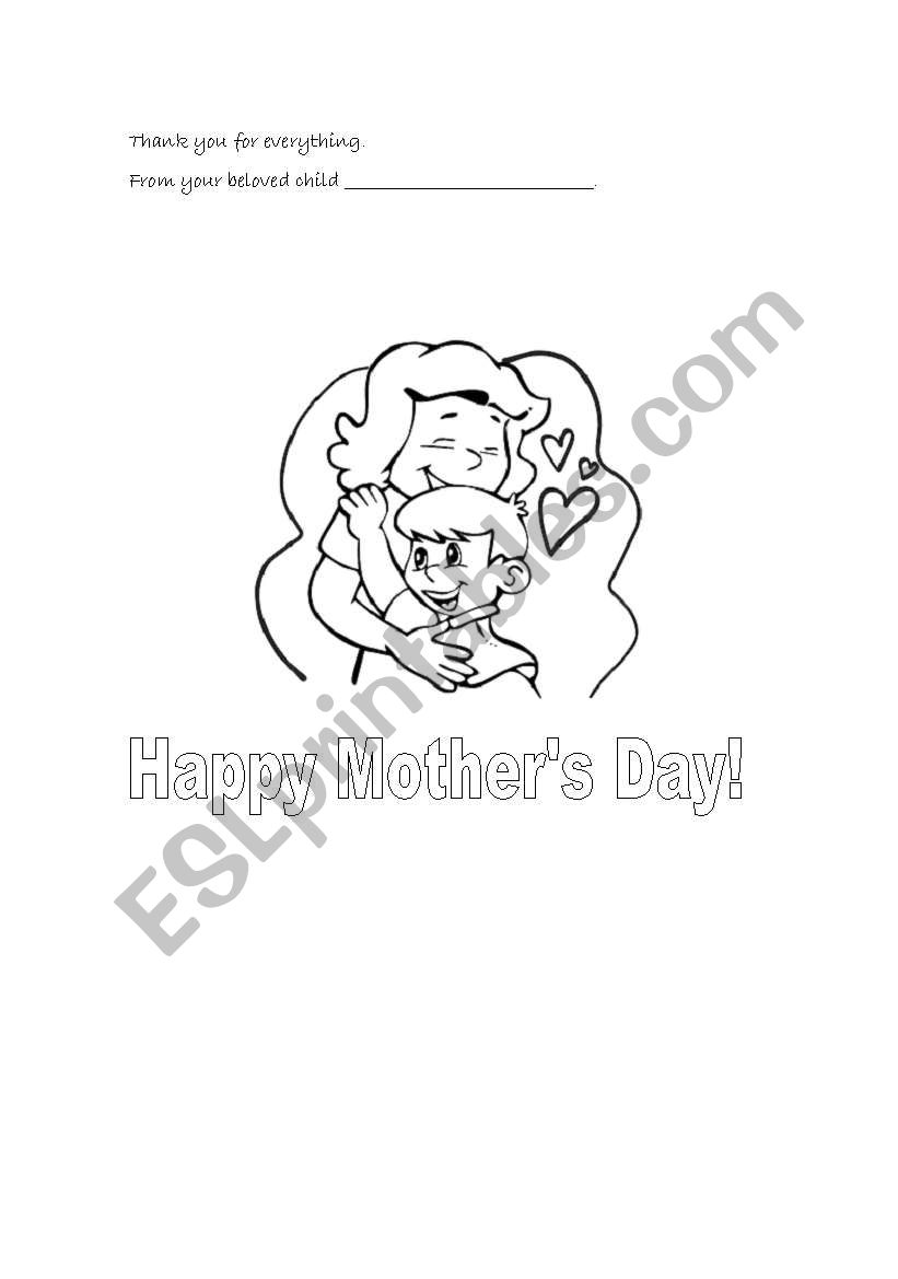 Mothers Day worksheet