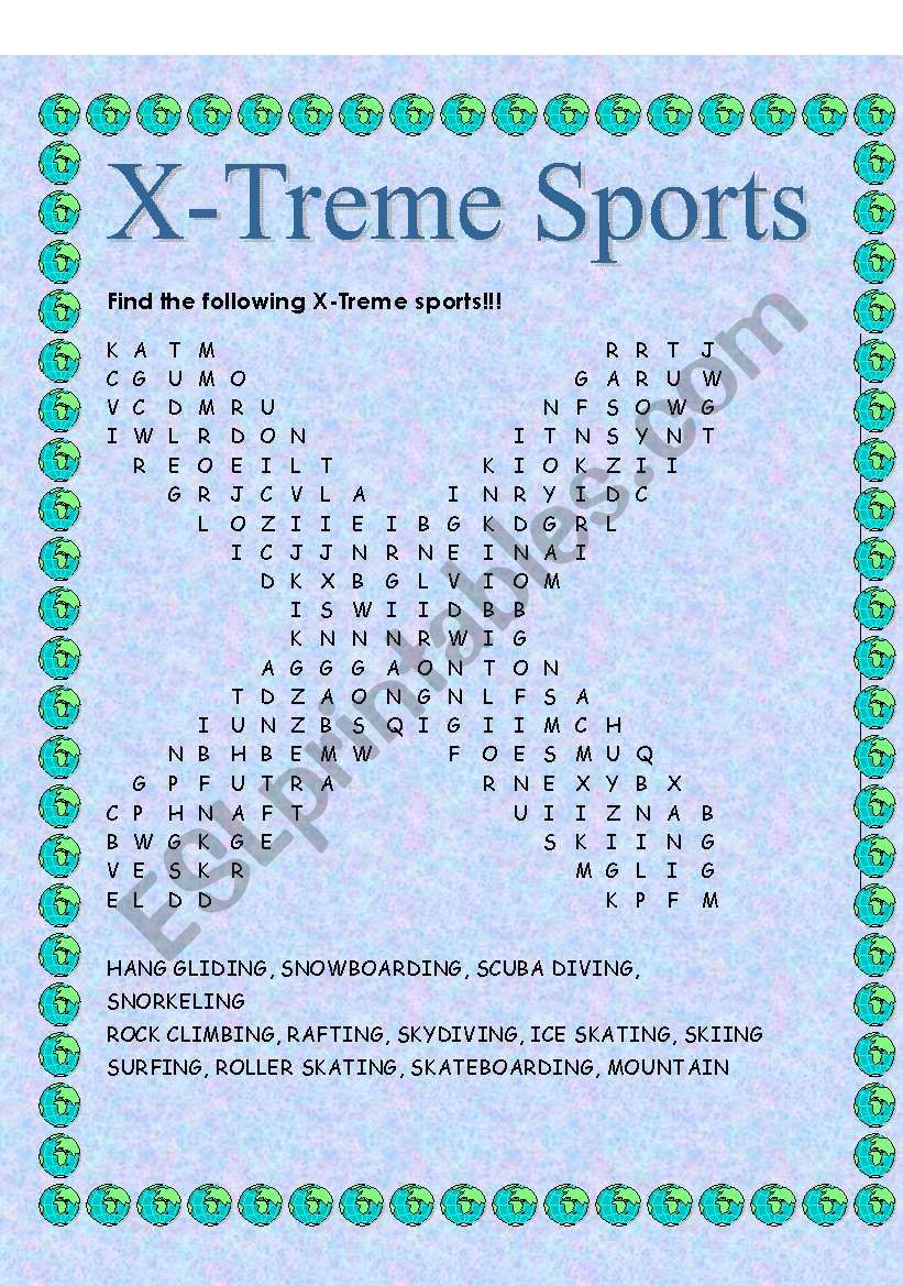 X-Treme Sports (3) worksheet