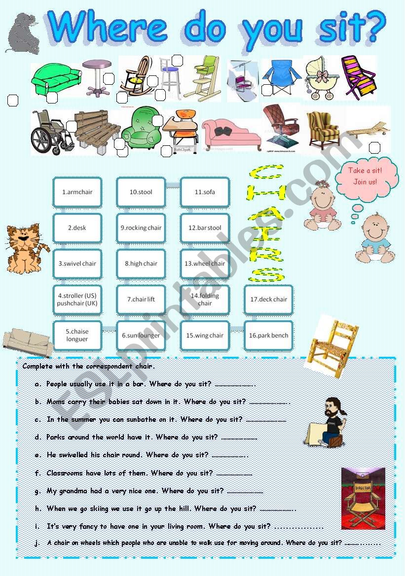Where do you sit? worksheet