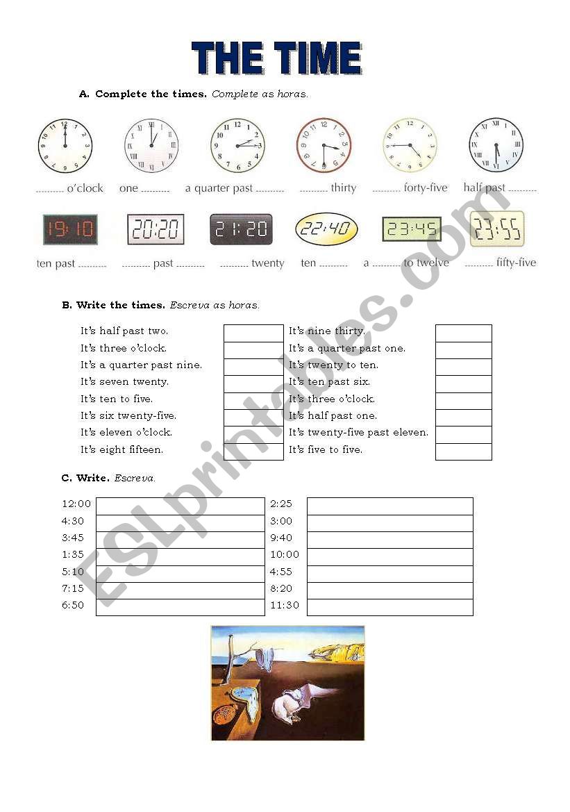 the time worksheet