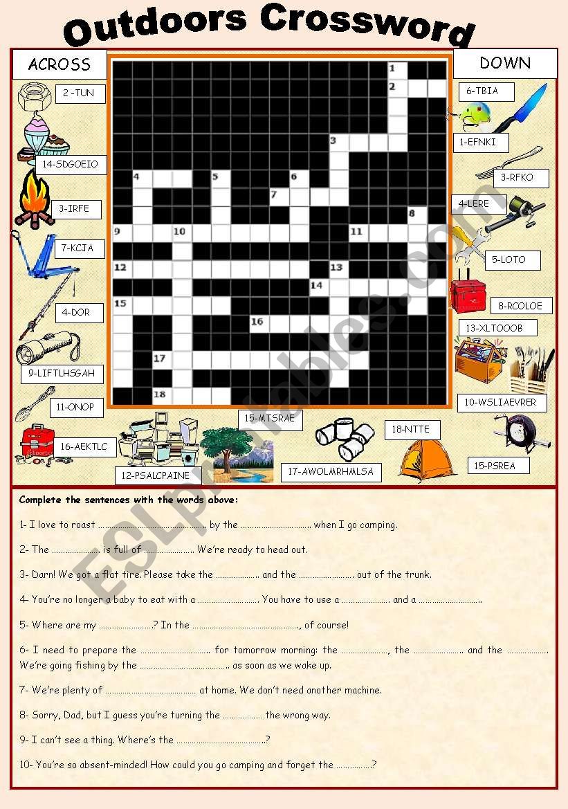 Outdoors Crossword & Gap-filling