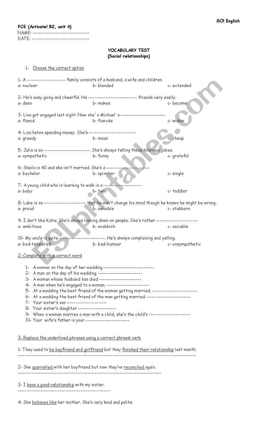 FCE VOCABULARY PRACTICE  worksheet