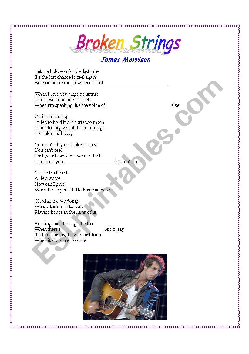 Song: Broken Strings worksheet