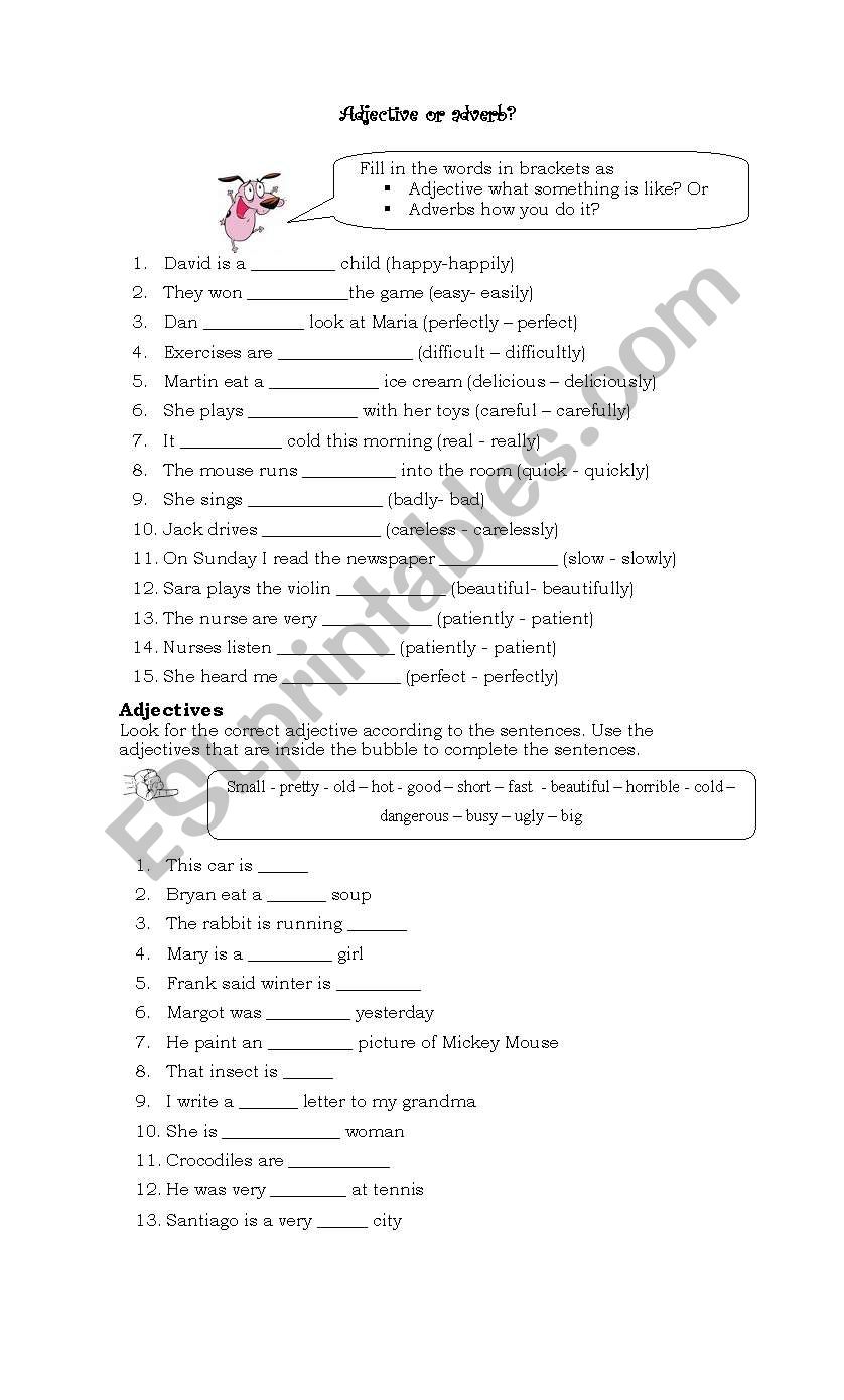 Adjectives or adverbs? worksheet