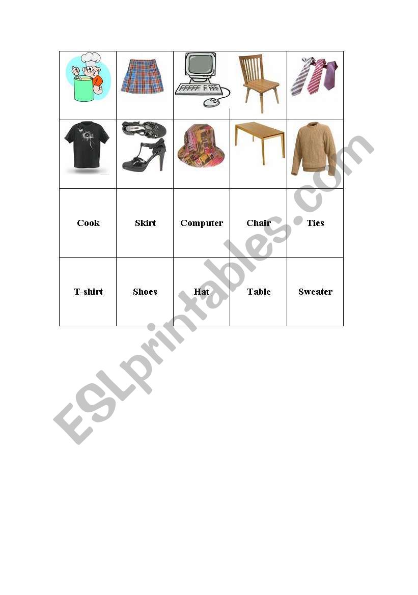 Pair matching worksheet