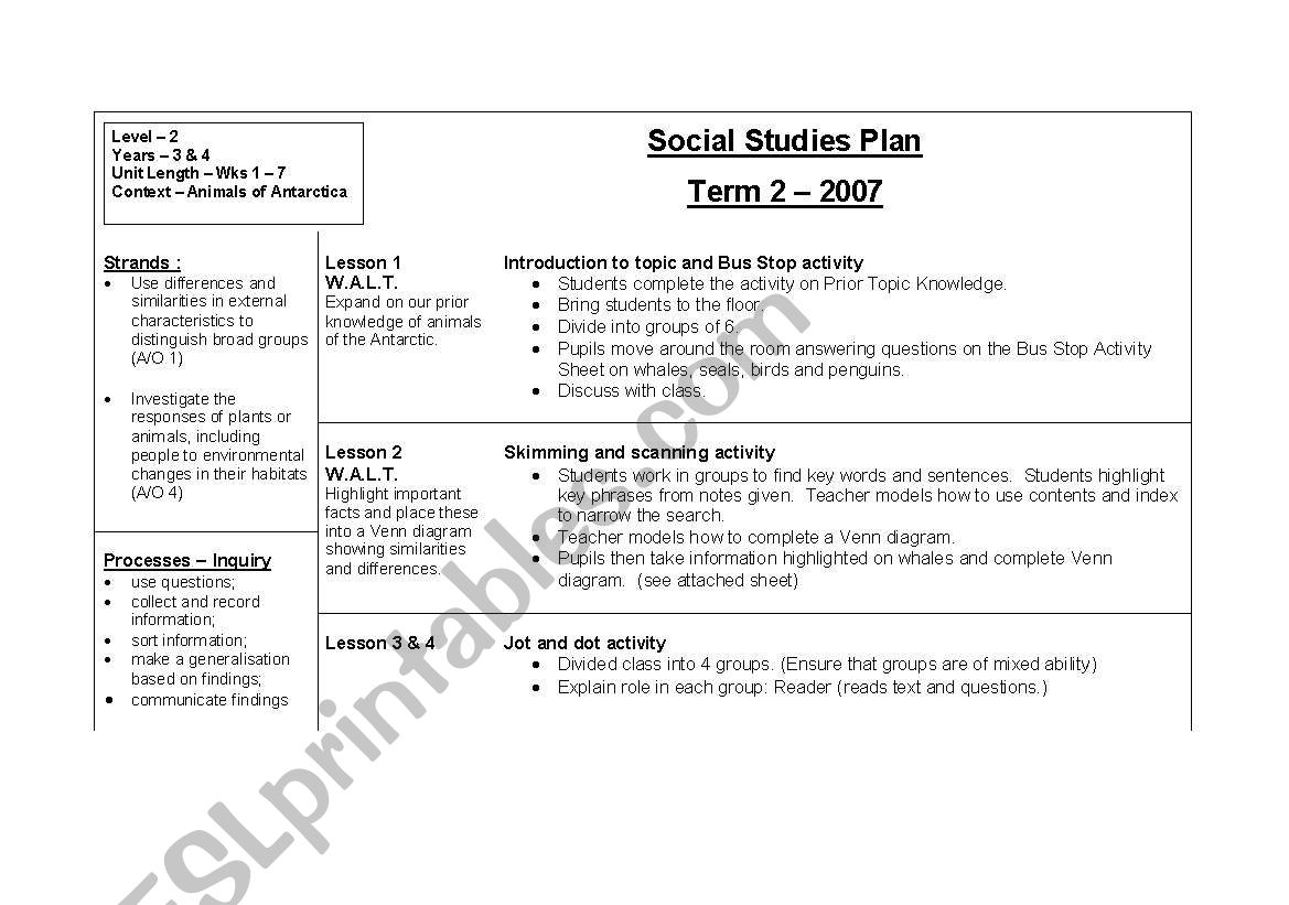 Lesson Plan on Antartica worksheet