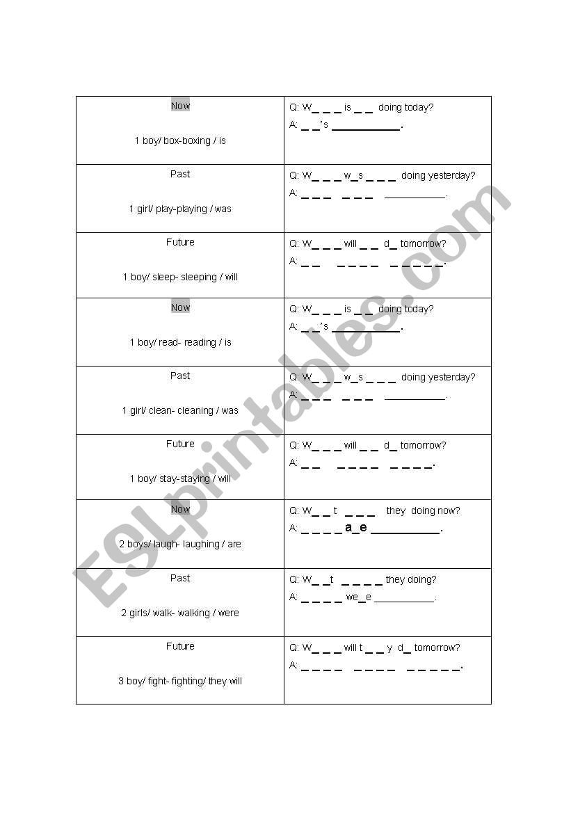 Past, Prestent, Future worksheet