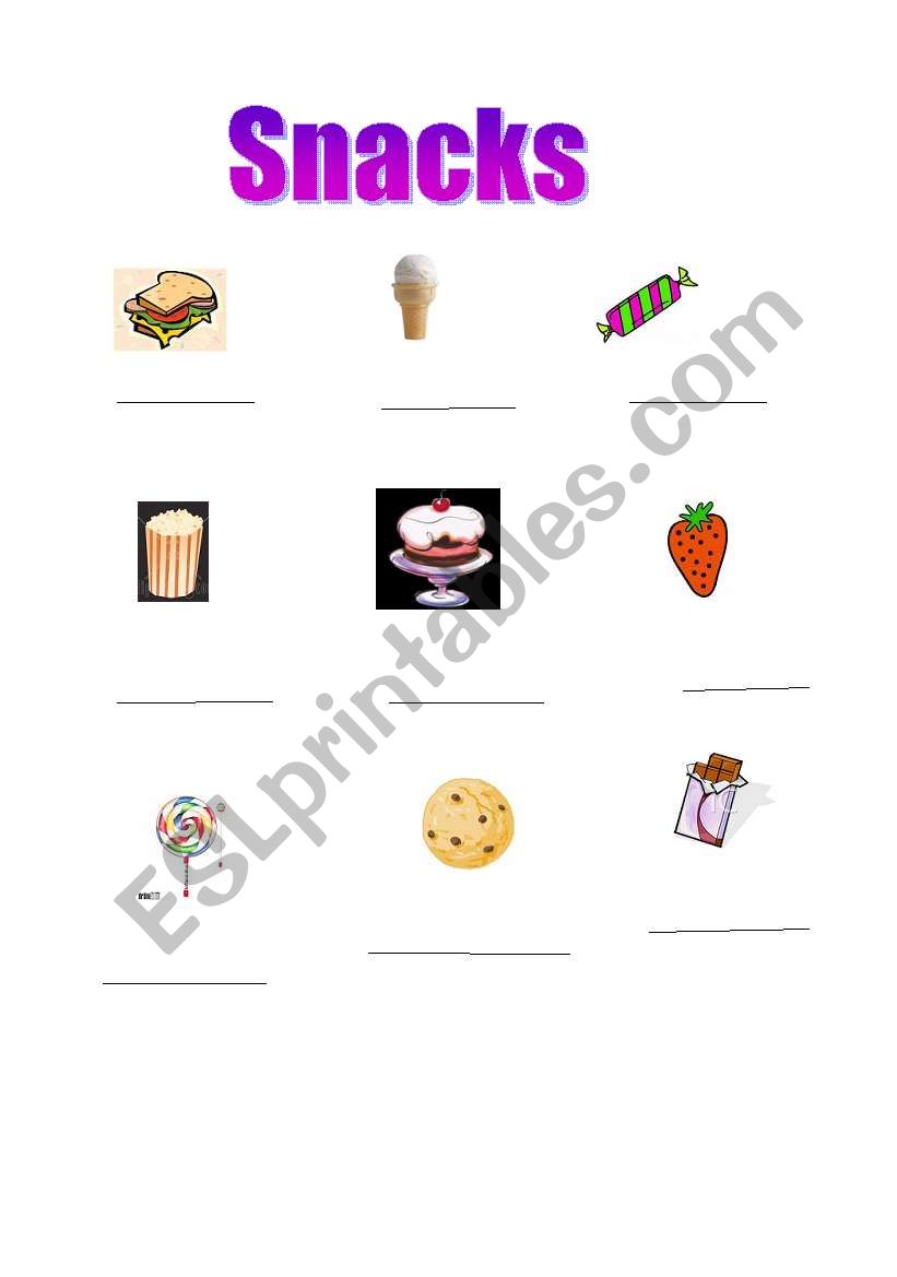 Snacks worksheet