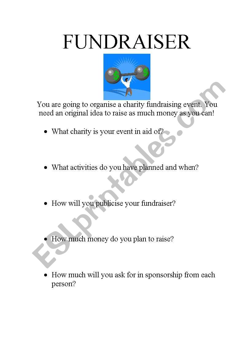 Charity Fundraiser worksheet