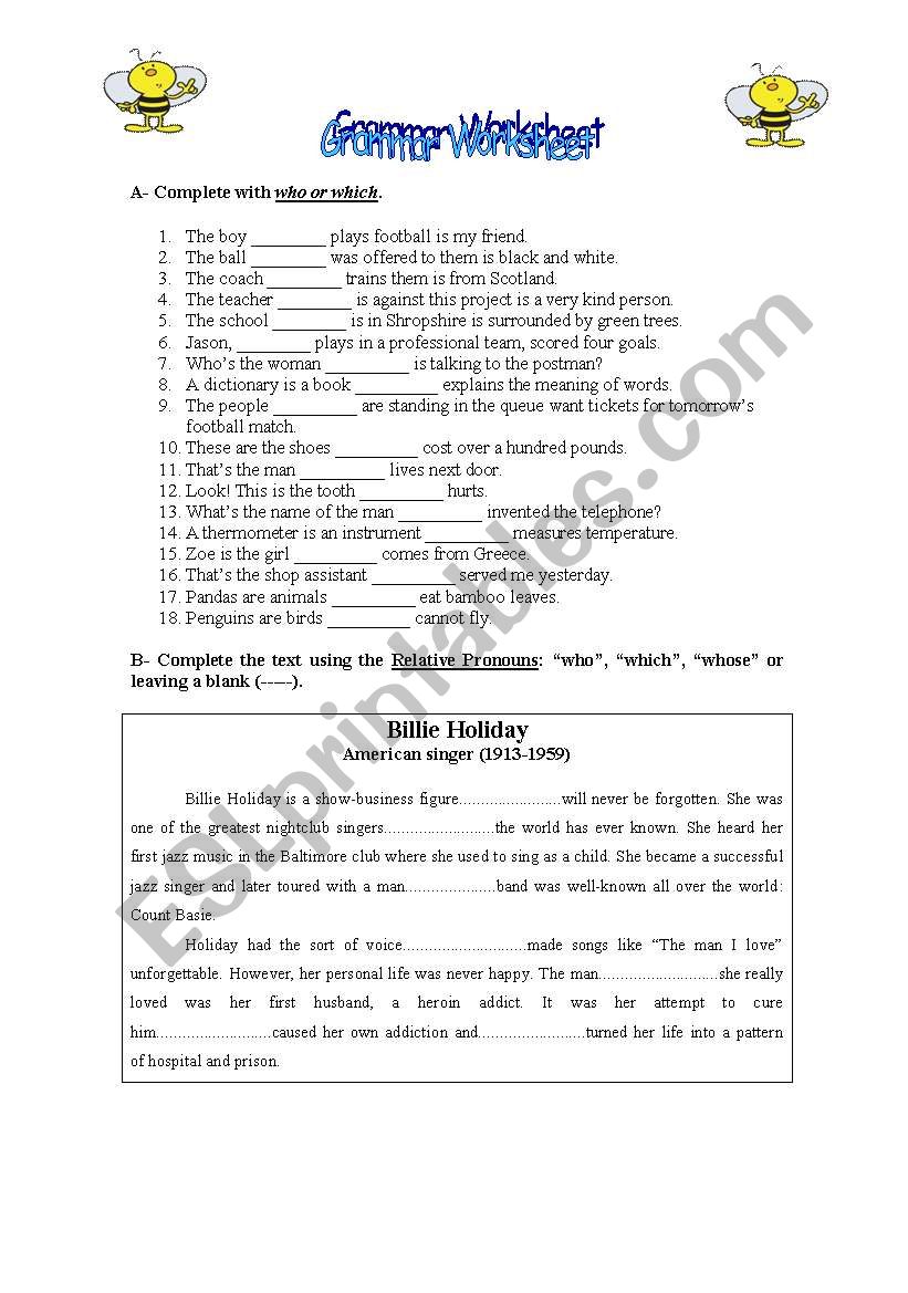 Grammar worksheet worksheet