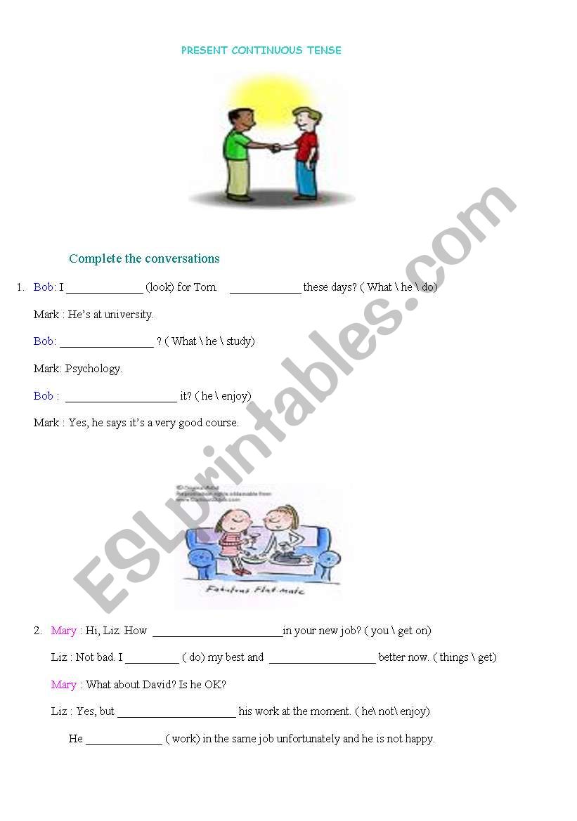 PRESENT CONTINUOUS TENSE worksheet