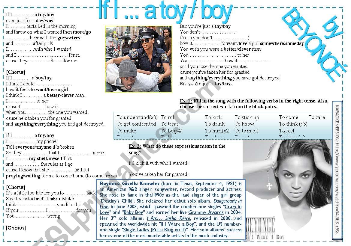 BEYONCE: IF I WERE A BOY (2ND CONDITIONAL)