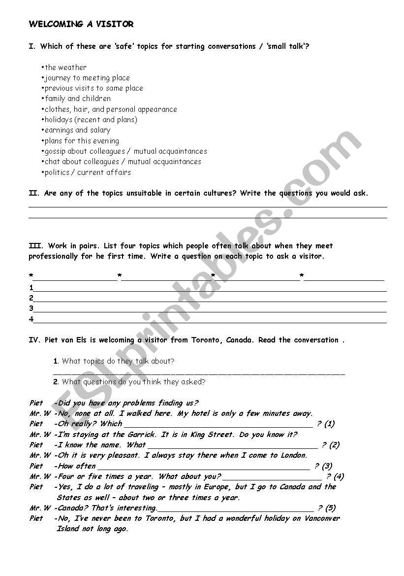 Conversation worksheet