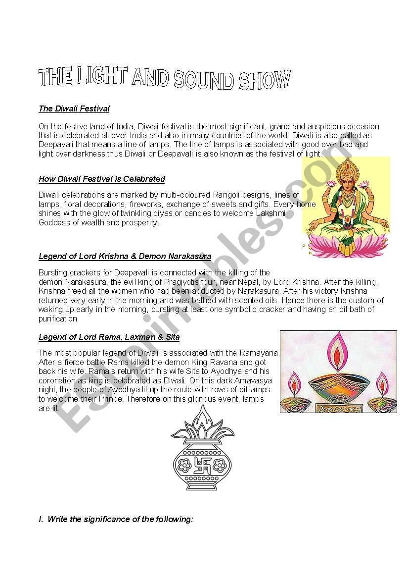 Diwali ESL worksheet by maulina