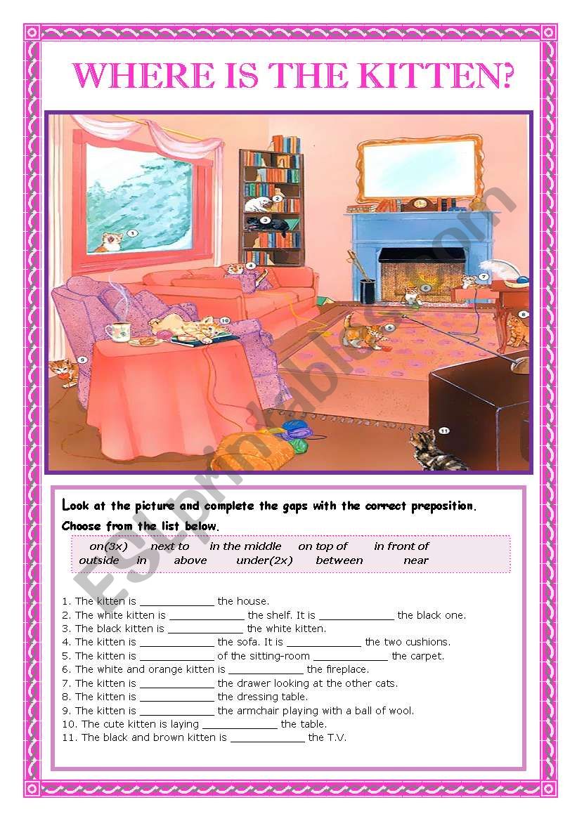 WHERE IS THE KITTEN? worksheet