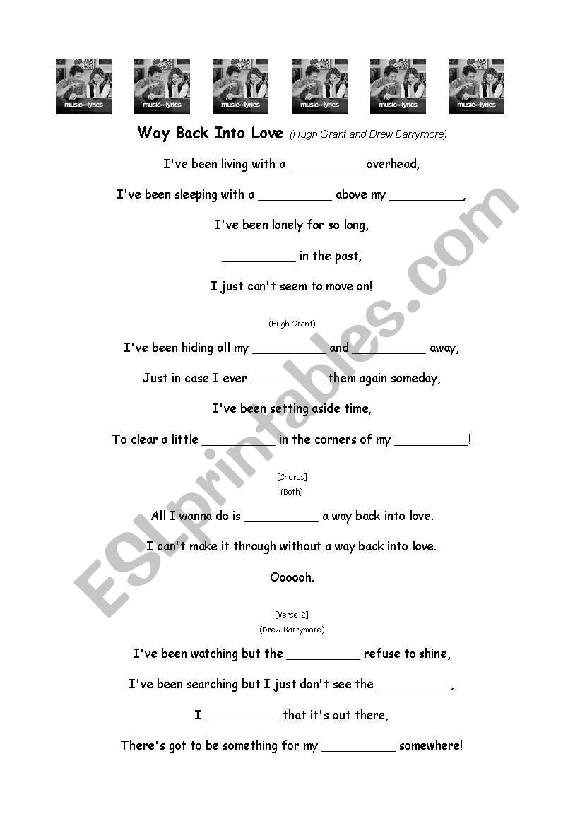 way back into love worksheet