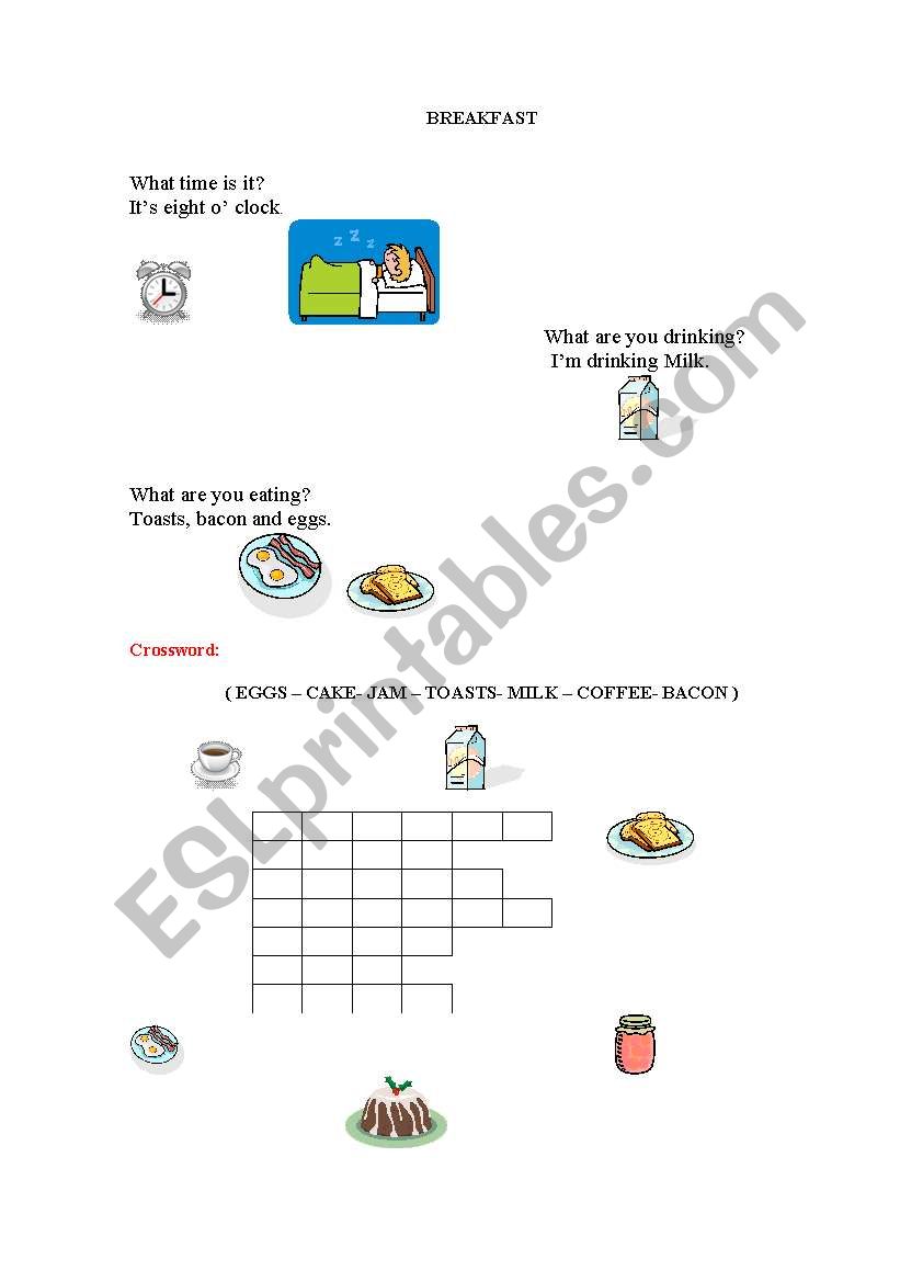 breakfast worksheet