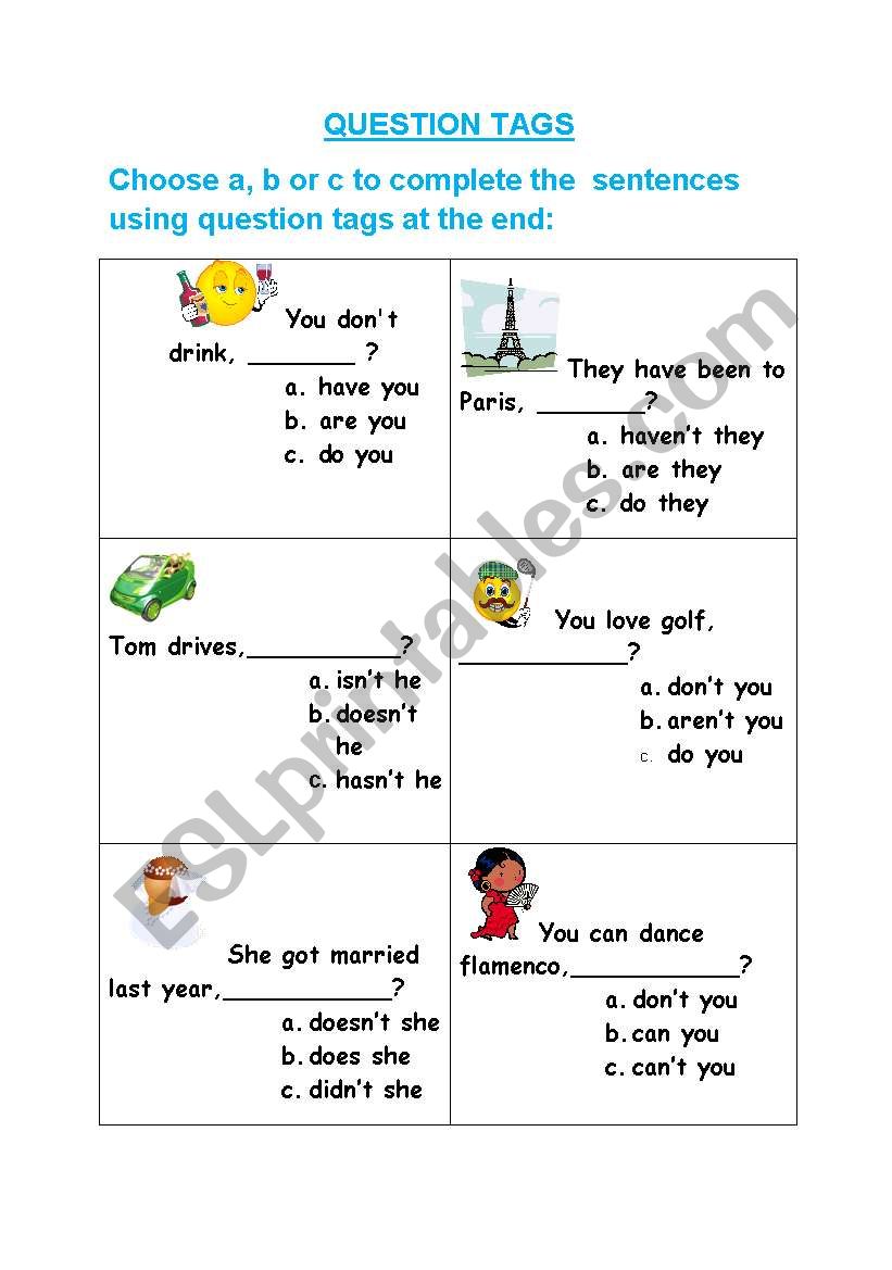 QUESTION TAGS worksheet