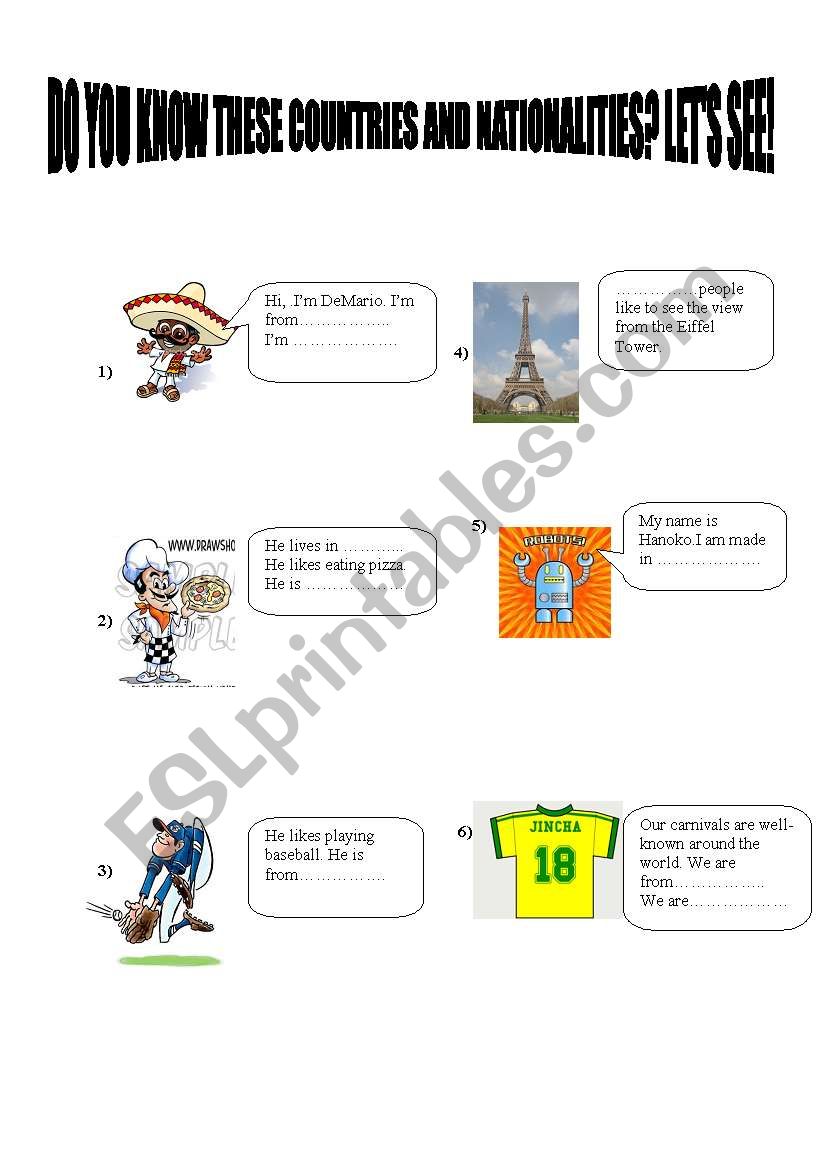 Nationalities worksheet