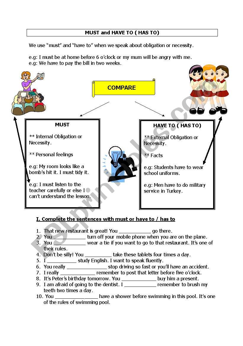 must vs have to worksheet