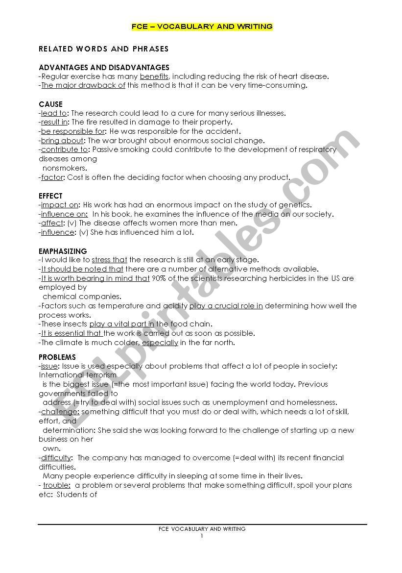 First Certificate Writing worksheet