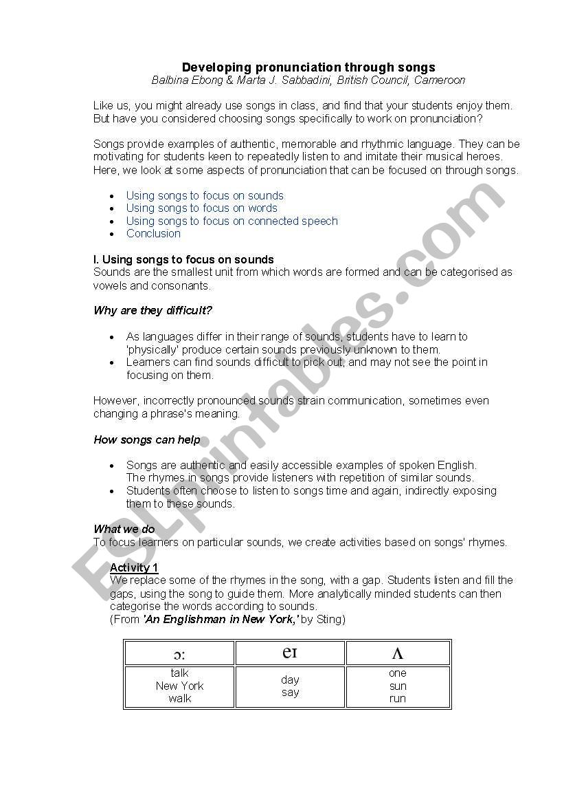 Pronunciation games worksheet