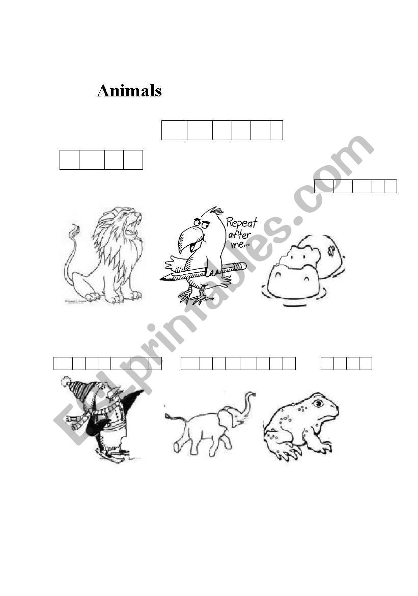 Animals worksheet