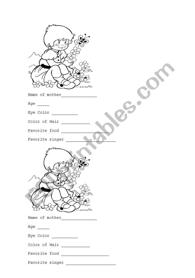 Mothers identificacion. worksheet