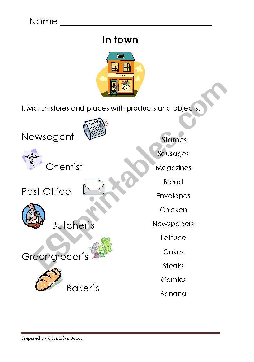 Town Vocabulary worksheet