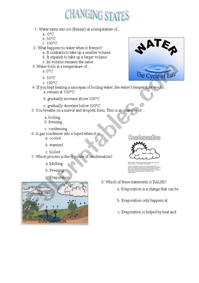 changing states worksheet