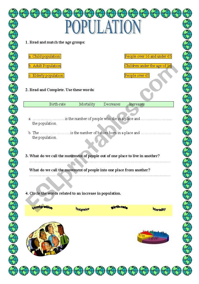 clil: population worksheet