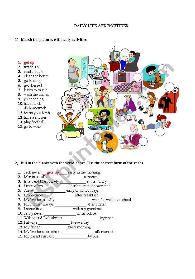 DAILY LIFE AND ROUTINES worksheet