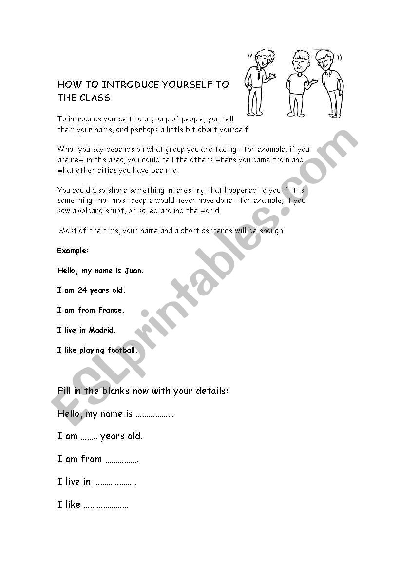 How to introduce yourself worksheet