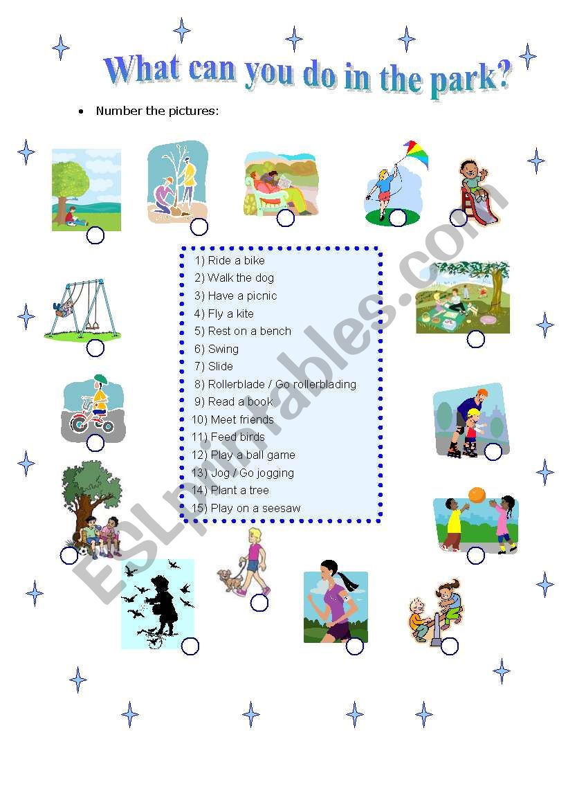 What can you do in the park?  worksheet
