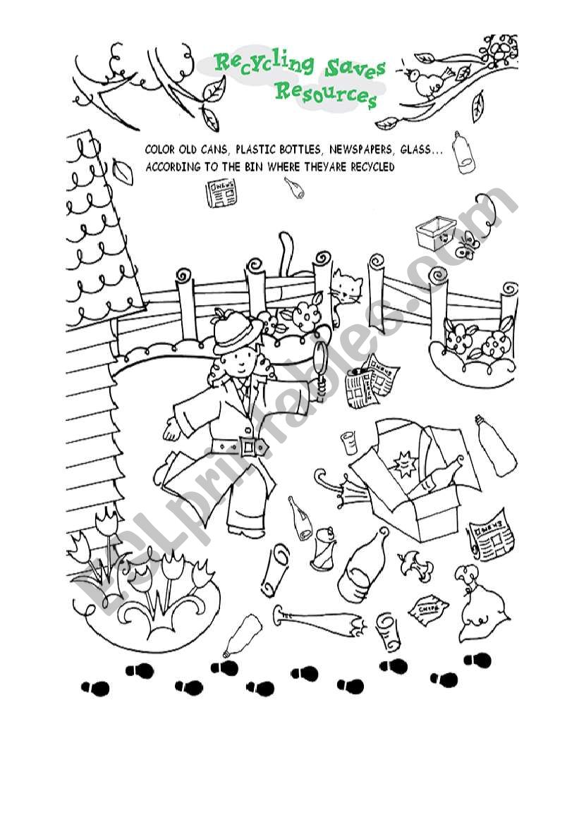 Recycling materials worksheet