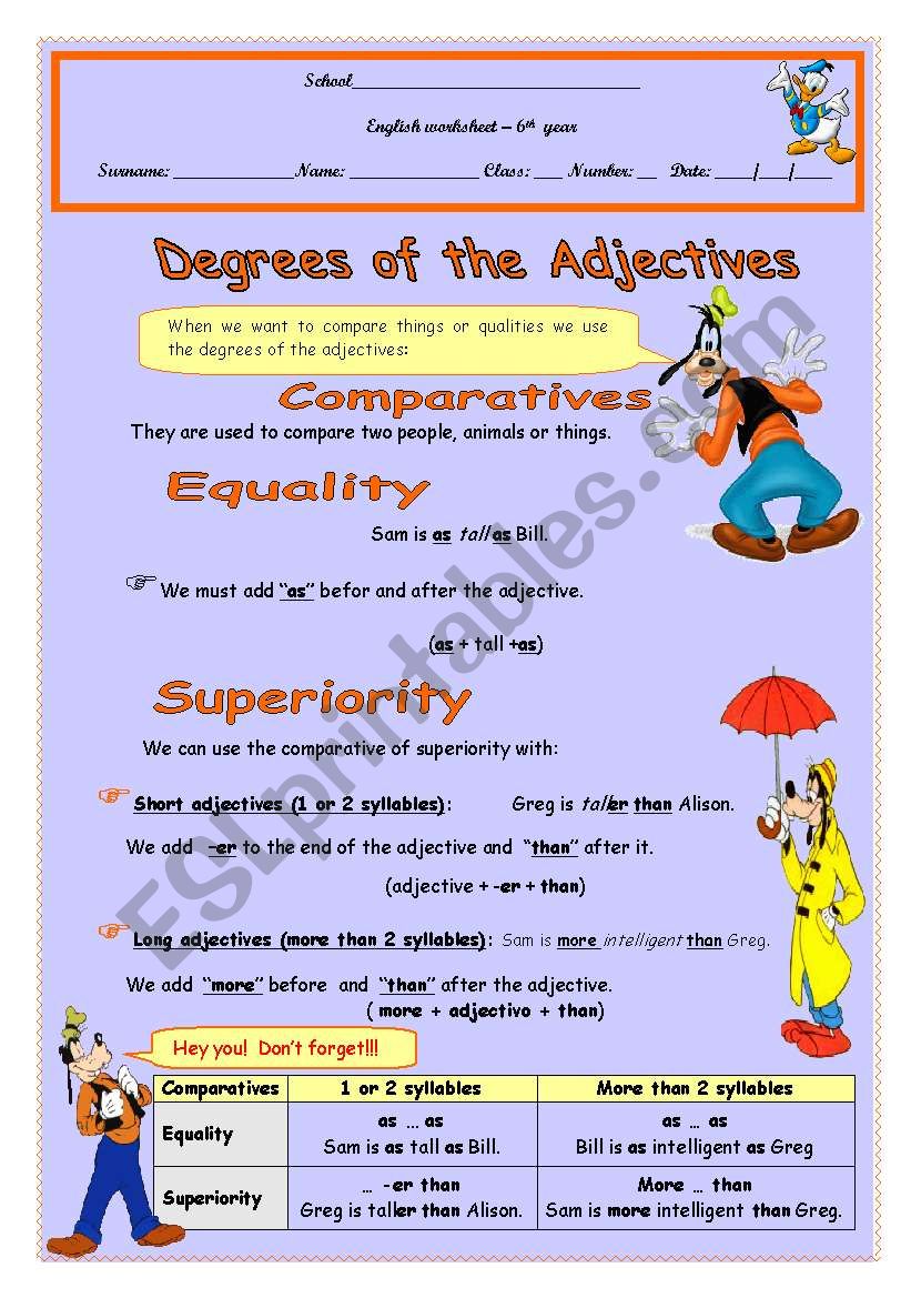 Degrees of the Adjectives - Comparatives (English Version)