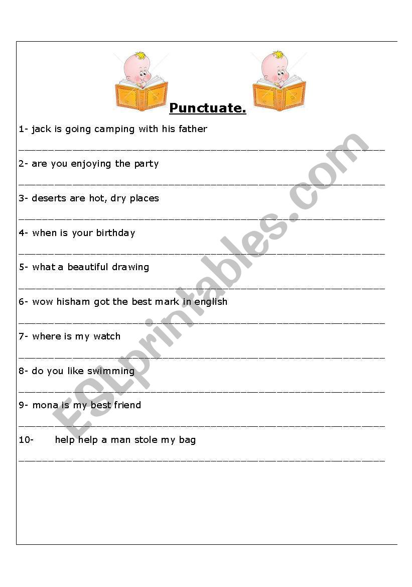 punctuation worksheet