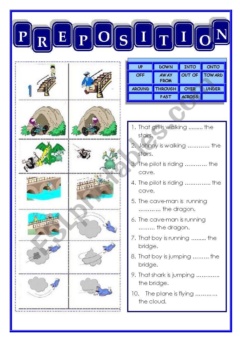 Prepositions of  movement worksheet