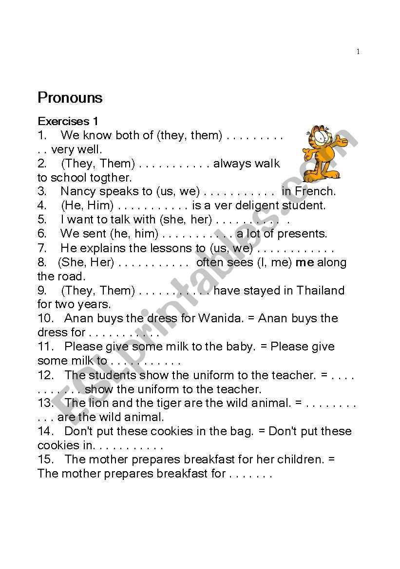 Pronouns worksheet