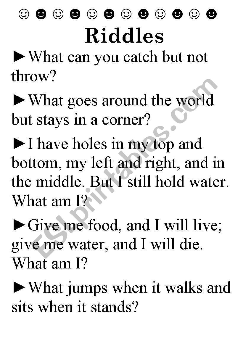 Riddles worksheet