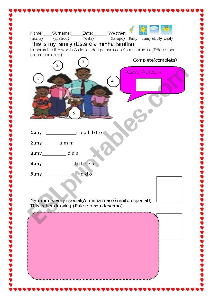 worsheet primary_family_mum worksheet