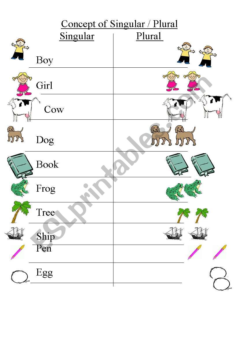 Singular/Plural worksheet