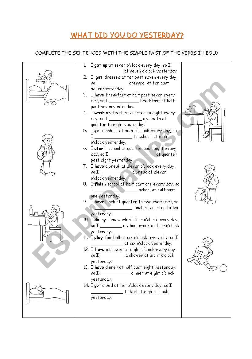What did you do yesterday? worksheet