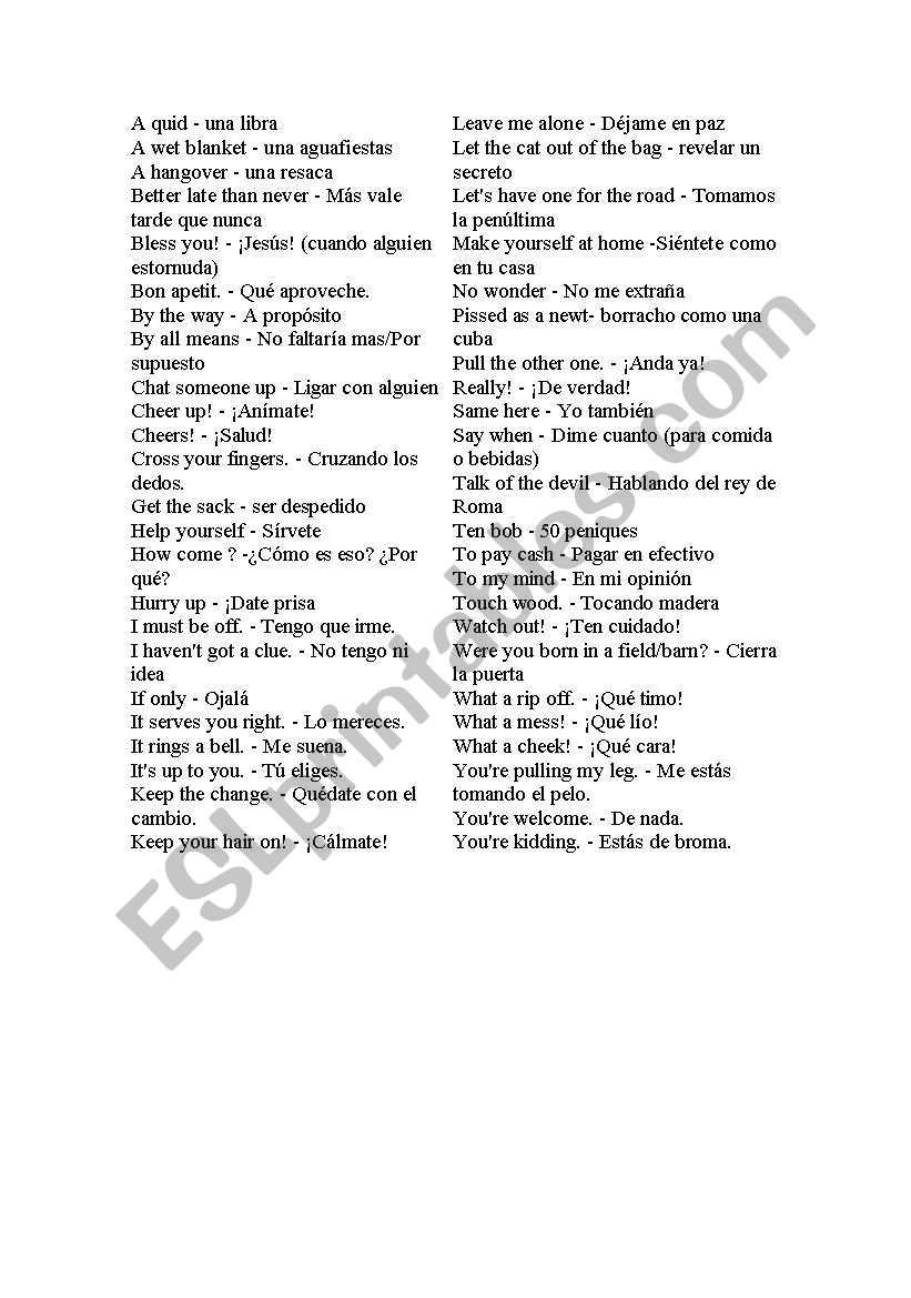 Usseful phrases worksheet