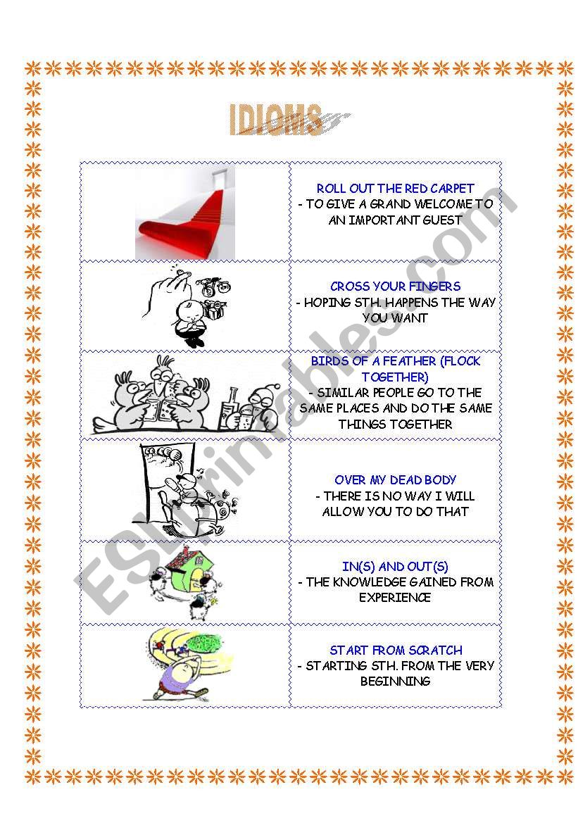Idiom Cards1 worksheet Idiom Cards1 worksheet