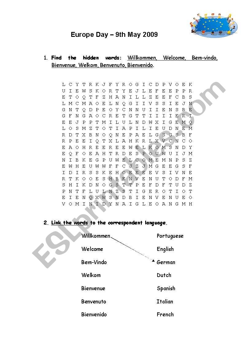 Europe Day worksheet